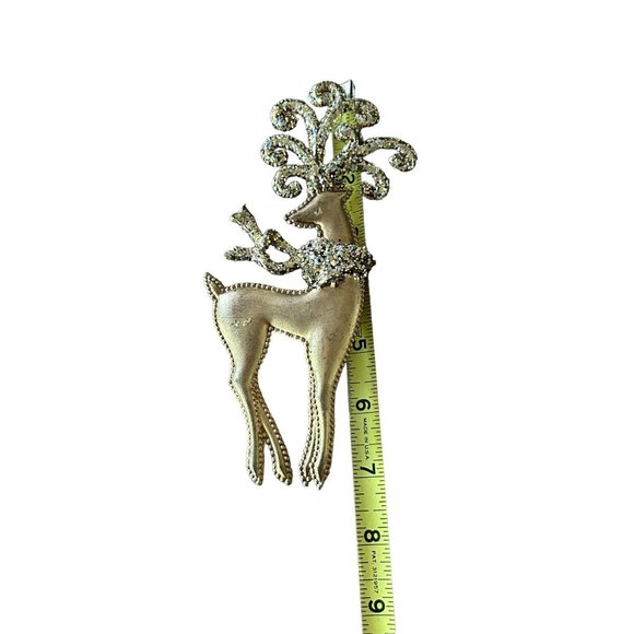 Gold Glitter Reindeer Deer Sparkly Ornament 7.25” Double sided - Picture 4 of 4